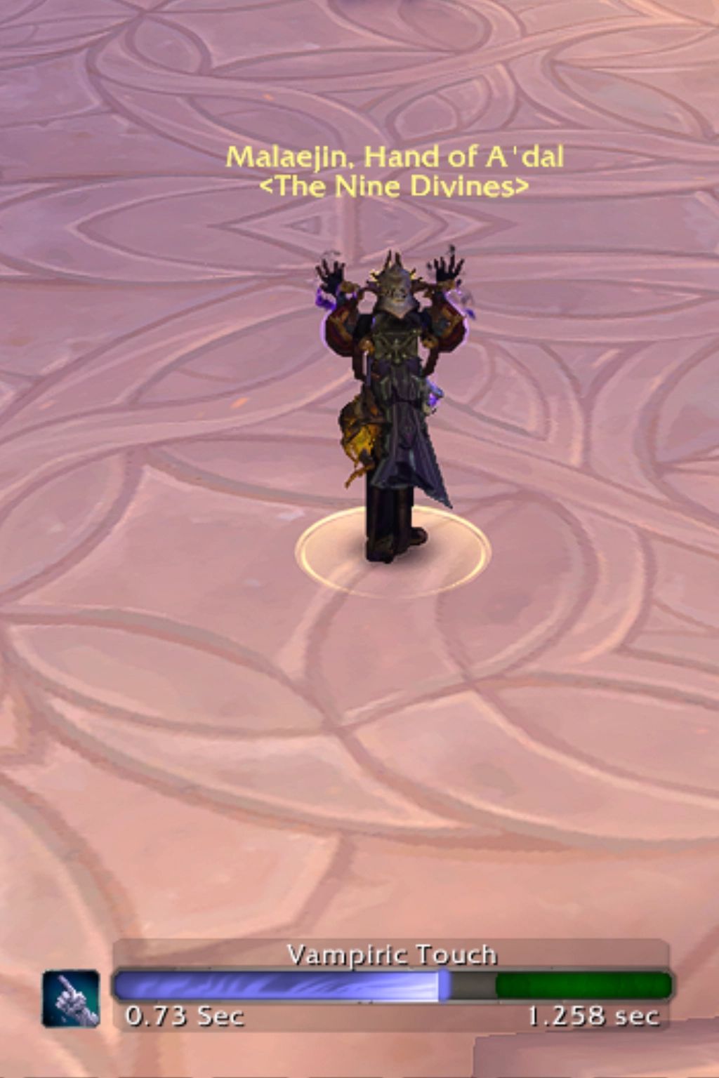 Night Elf using Voodoo Casting Bar while casting a spell.