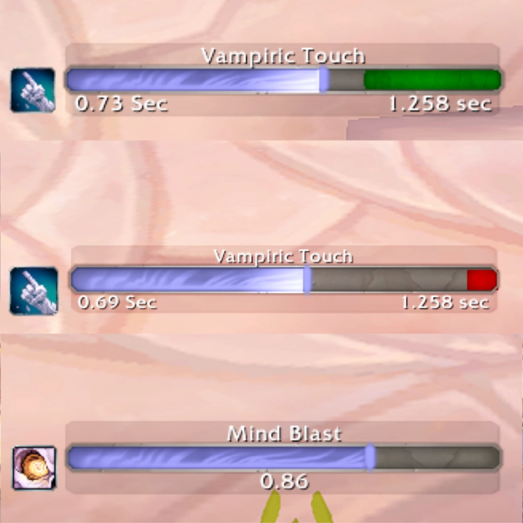 Three bars of Voodoo Casting Bar, one with lag bar, one with queue bar and one clean bar.